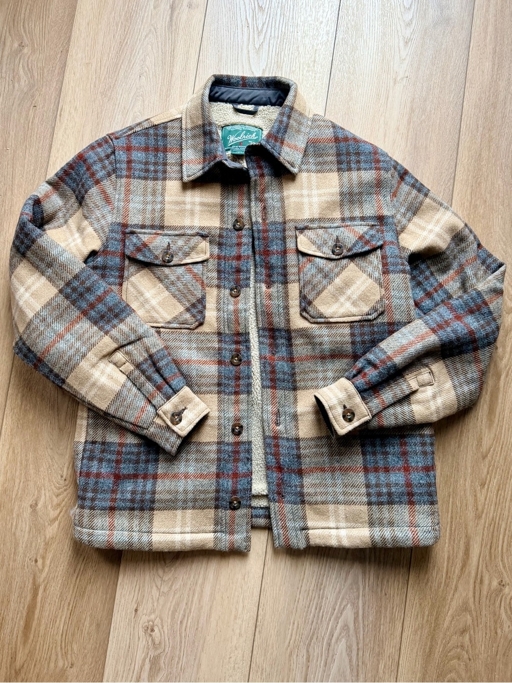 VTG Woolrich Brown Plaid Wool Shacket M NWOT